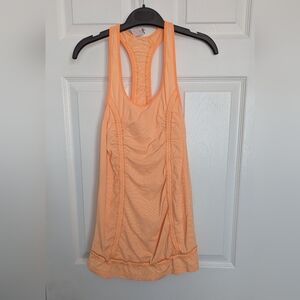 Lululemon 4 I Wanna Run Orange Tank Top With Racerback And Drawstring Waist